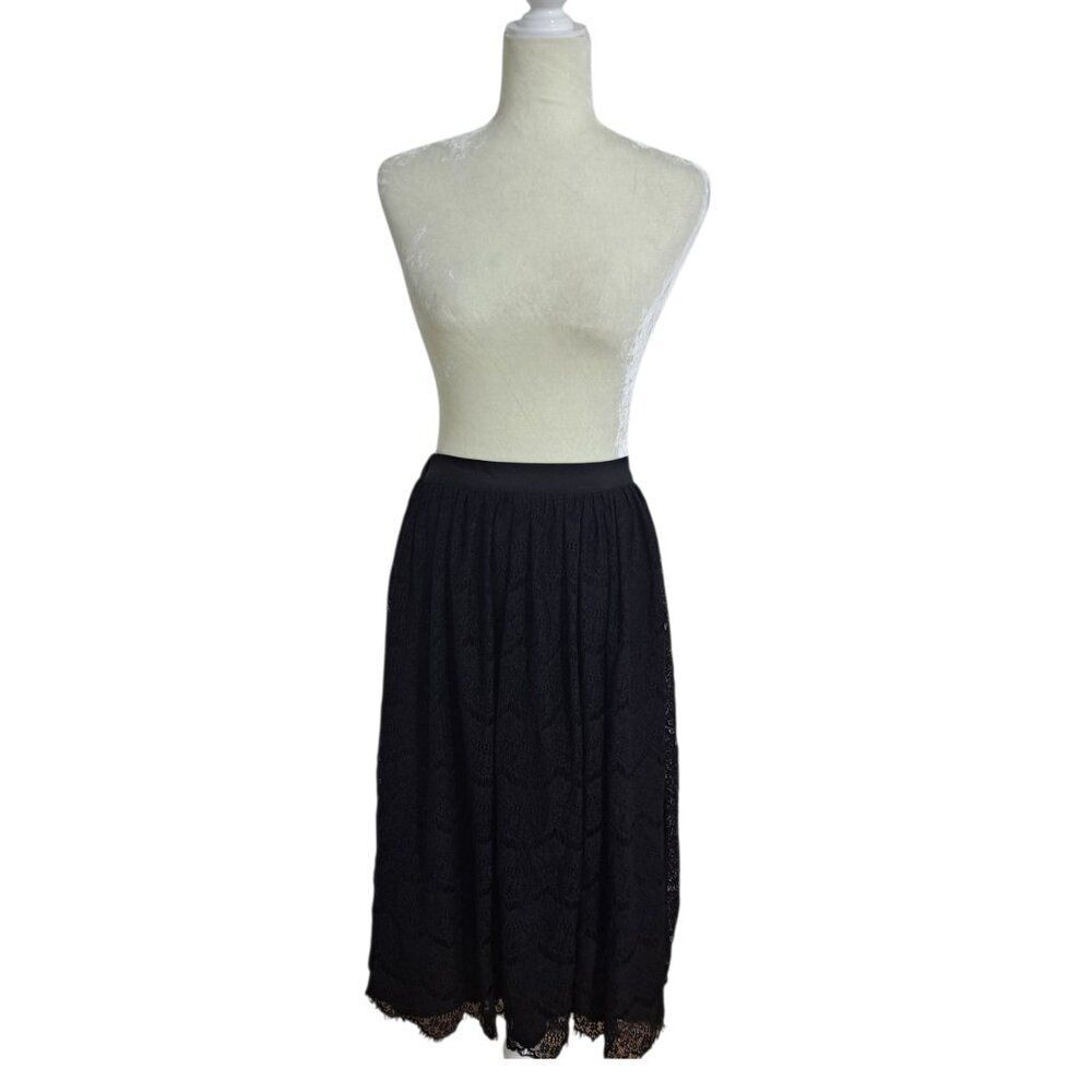 Eloquii Women's Black Lace Witchcore Casual  Midi Skirt Elastic Waist 14/16